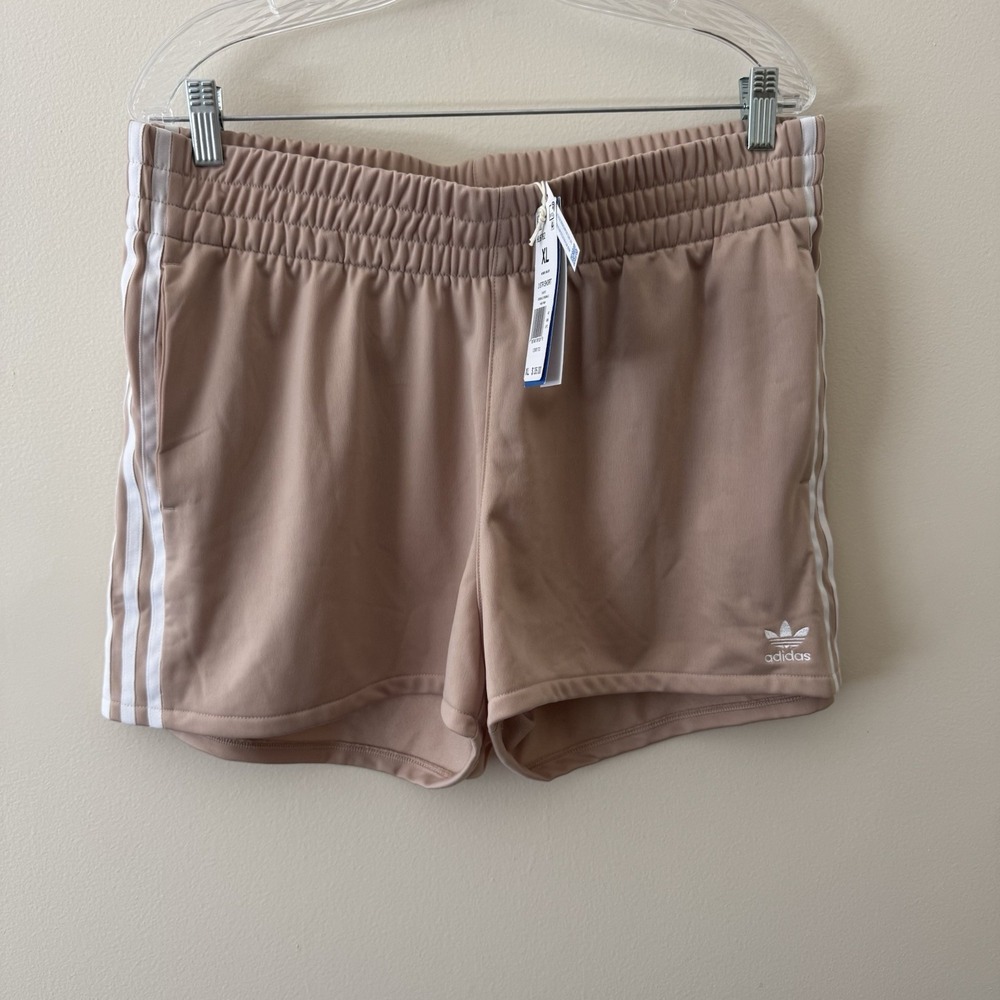 adidas Originals 3 Stripe Shorts Women's XL Magic Beige Athletic Drawstring NWT